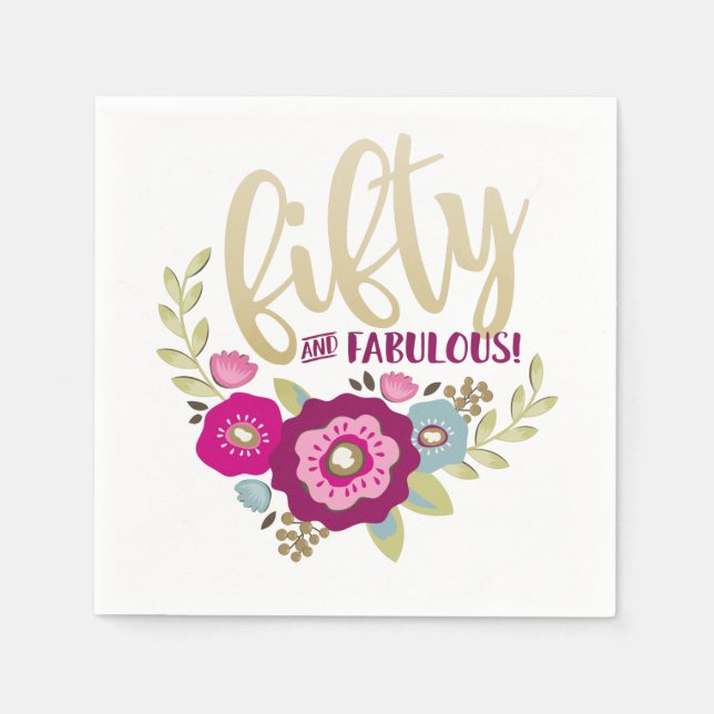 Fifty Fabulous 50th Birthday Party Napkin (Front)