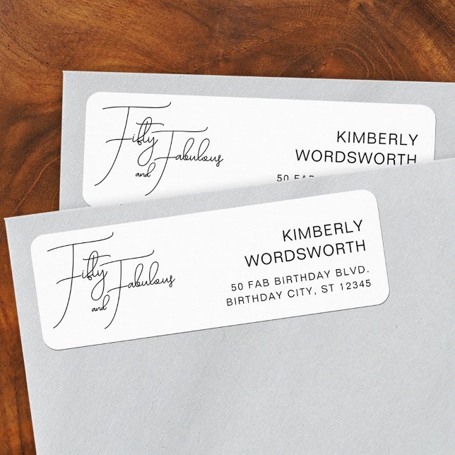 Fifty Fabulous 50th Birthday Party Return Address (Creator Uploaded)
