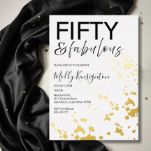 Fifty & Fabulous Black and Gold Birthday