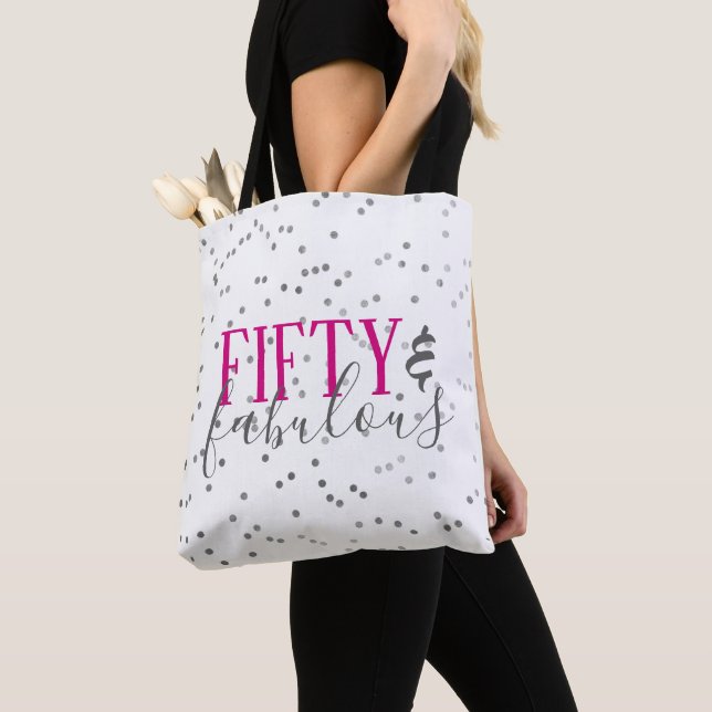 Fifty & Fabulous Confetti Tote Bag (Close Up)