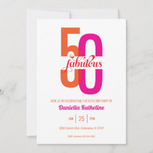 Fifty & Fabulous Elegant 50th Birthday Invitation