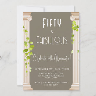 Fifty Fabulous Elegant Brown Greek Theme Birthday Invitation