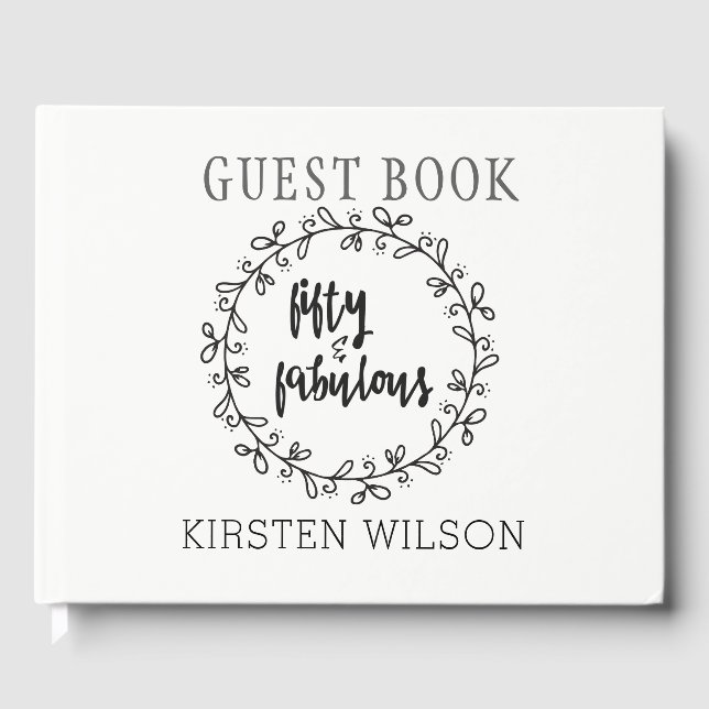 Fifty & Fabulous - Fun 50th Birthday Guestbook (Front)