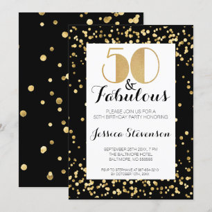 Fifty & Fabulous Gold 50th Birthday Party Invitation