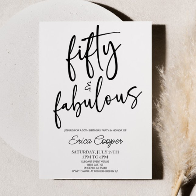 Fifty & Fabulous Minimal 50th Birthday Party Invitation (Creator Uploaded)