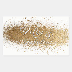 Fifty & Fabulous Over Splattered Faux Gold Foil Sticker