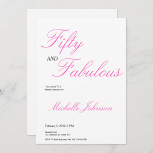 Fifty & Fabulous Pink 50th Birthday Party Invitation