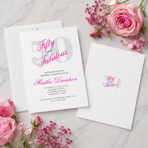 Fifty & Fabulous Pink Glam Celebration Invitation