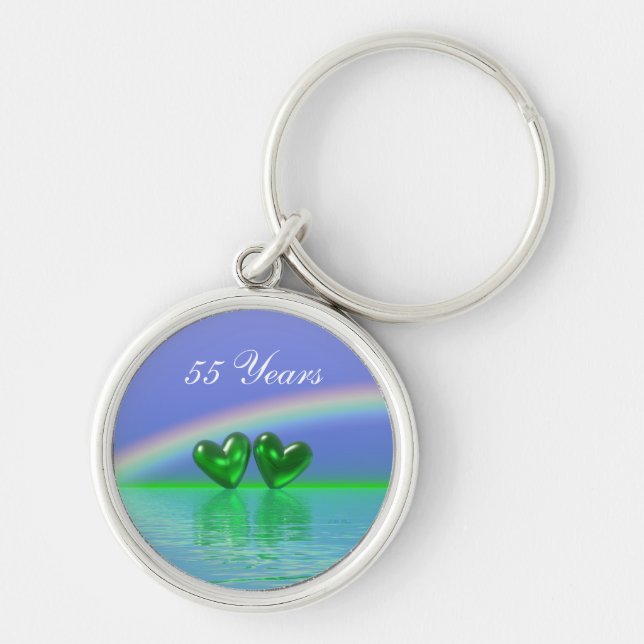 Fifty-fifth Anniversary Emerald Hearts Keychain (Front)