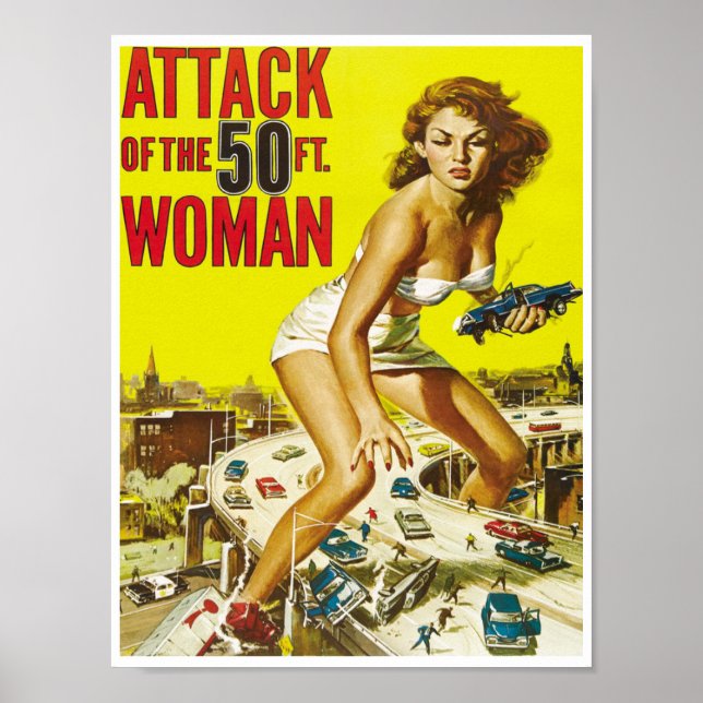 Fifty Foot Alien Women Vintage Science Fiction Poster (Front)