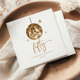 Fifty Gold Disco Ball 50th Birthday Party Napkin
