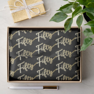 Fifty gold on black birthday or annversary tissue paper