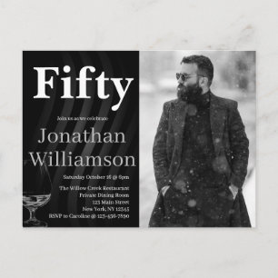 Fifty Modern 50th Birthday Party Photo For Him Postcard