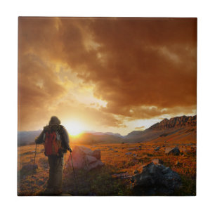 Fifty Mountain Sunset - Glacier National Park Tile
