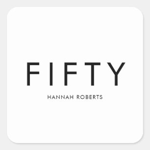 Fifty Name 50th Birthday Party Square Sticker