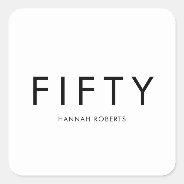 Fifty Name 50th Birthday Party Square Sticker (Front)