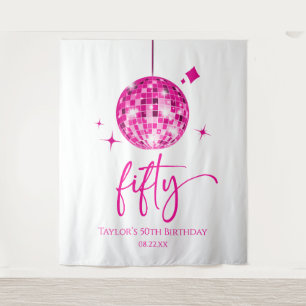 Fifty Pink Disco Ball 50th Birthday Party Tapestry