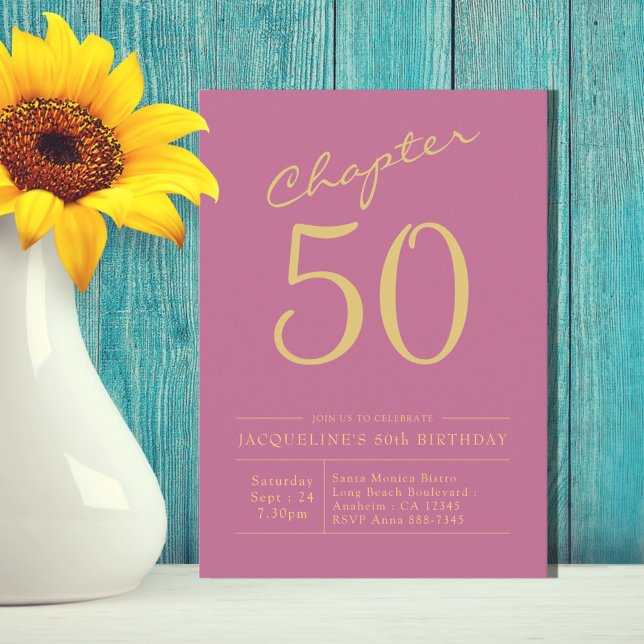 Fifty Pink Gold 50th Birthday Party Invitation (Creator Uploaded)