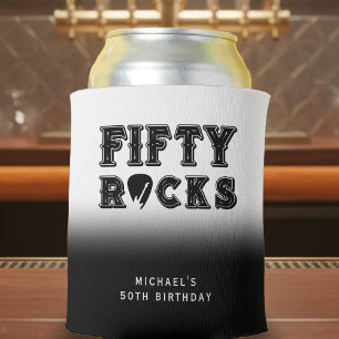 Fifty Rocks Guitar Pick 50th Birthday Party Can Cooler