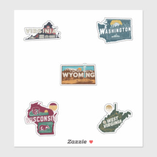 Fifty States Retro Travel Sticker Set Part 6