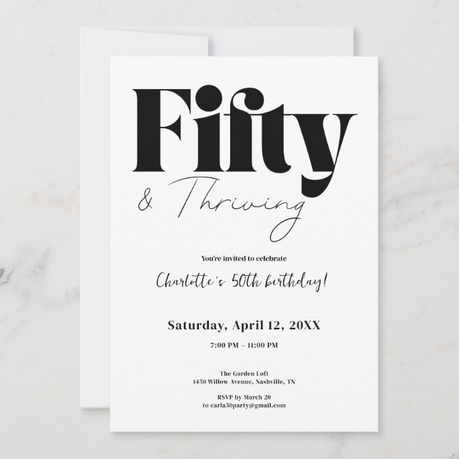 Fifty & Thriving 50th Birthday Invitation (Front)