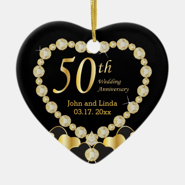 Fifty Wedding Anniversary Ceramic Ornament (Front)