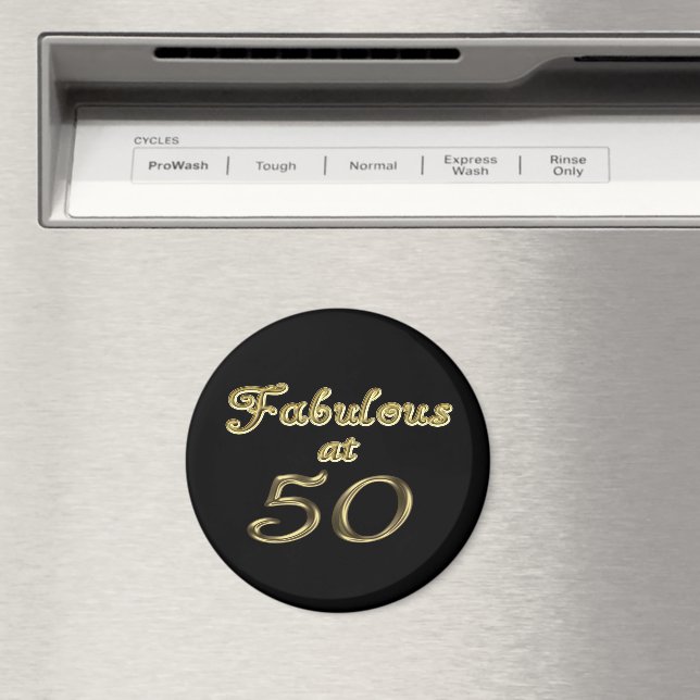 Fifty Years Fabulous at 50 Gold Typography Age 50 Magnet (In Situ (Dishwasher))