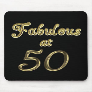 Fifty Years Fabulous at 50 Gold Typography Age 50 Mouse Pad