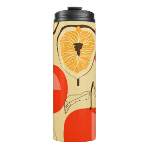 Fig, apple, retro seamless style. thermal tumbler
