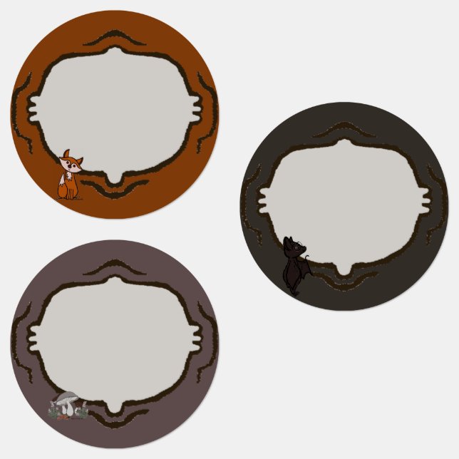 Fig, Blinky & Mushroom sticker sheet labels (Group)