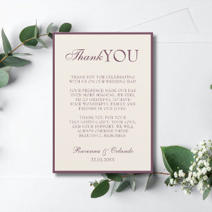 Fig Champagne Old Money Wedding Thank You Announcement