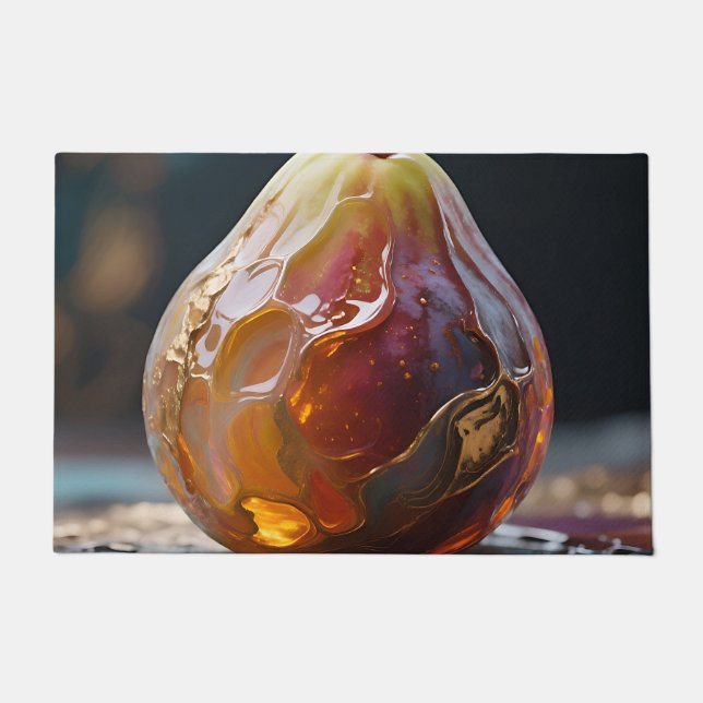 Fig Fruit Amber Glass Sculpture Doormat (Front)