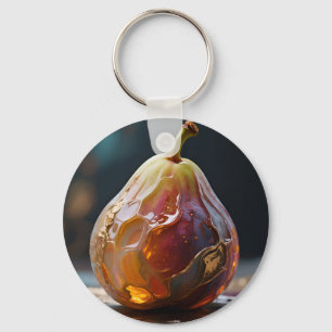 Fig Fruit Amber Glass Sculpture Keychain