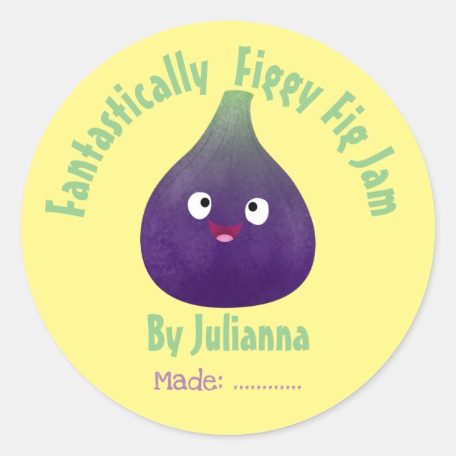 Fig jam mignon dessin animé produit étiquette (Devant)