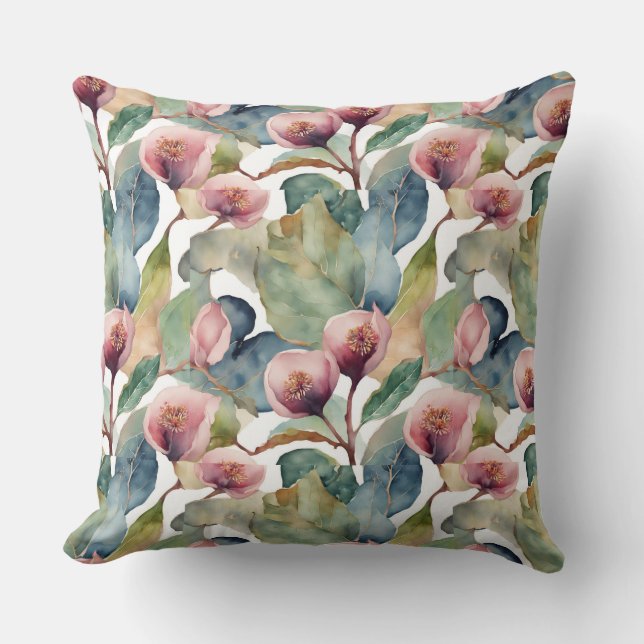 Fig leaves and blossoms II Square Pillow (Front)
