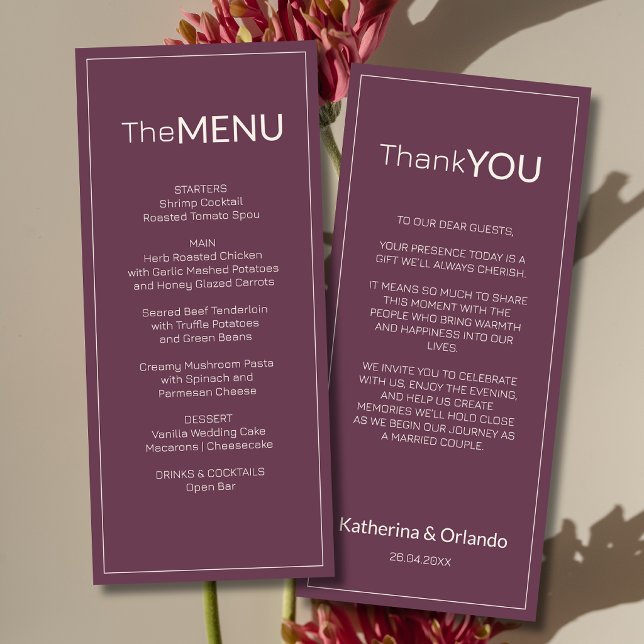 Fig Old Money Wedding Menu Thank You Note (Creator Uploaded)