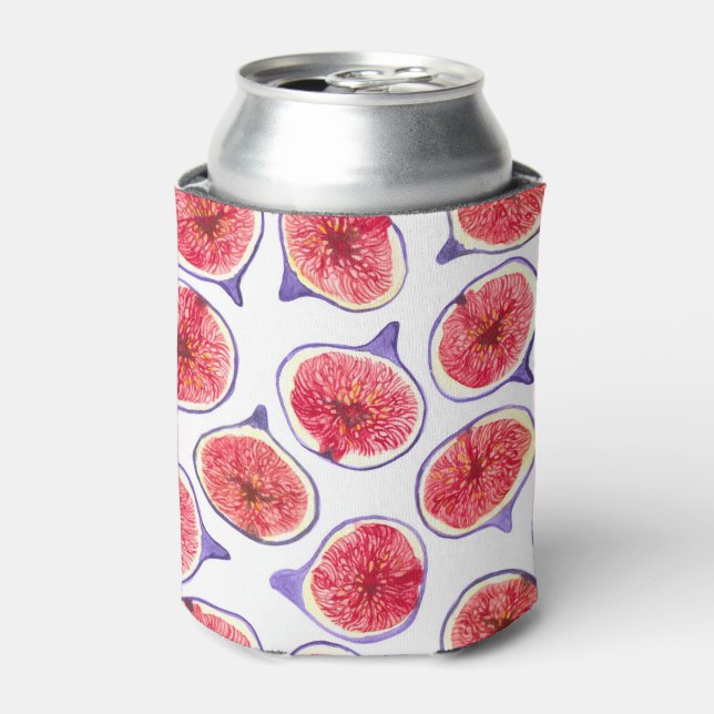 Fig slices watercolor can cooler (Can Front)