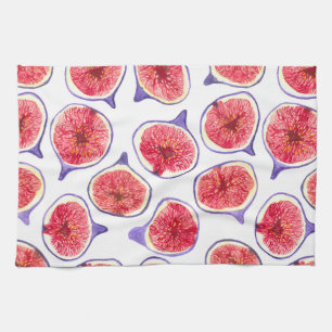 Fig slices watercolor kitchen towel