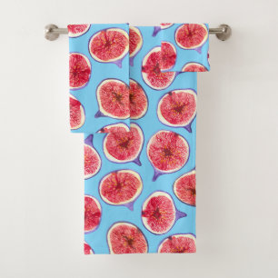 Fig slices watercolor pattern bath towel set
