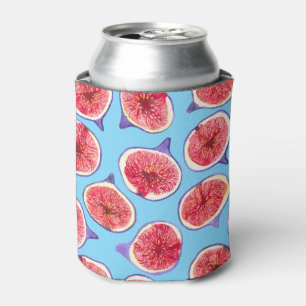 Fig slices watercolor pattern can cooler
