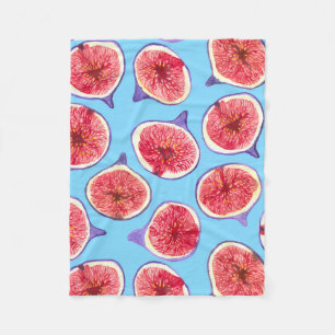 Fig slices watercolor pattern fleece blanket