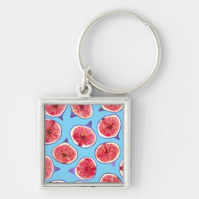 Fig slices watercolor pattern keychain (Front)