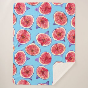 Fig slices watercolor pattern sherpa blanket
