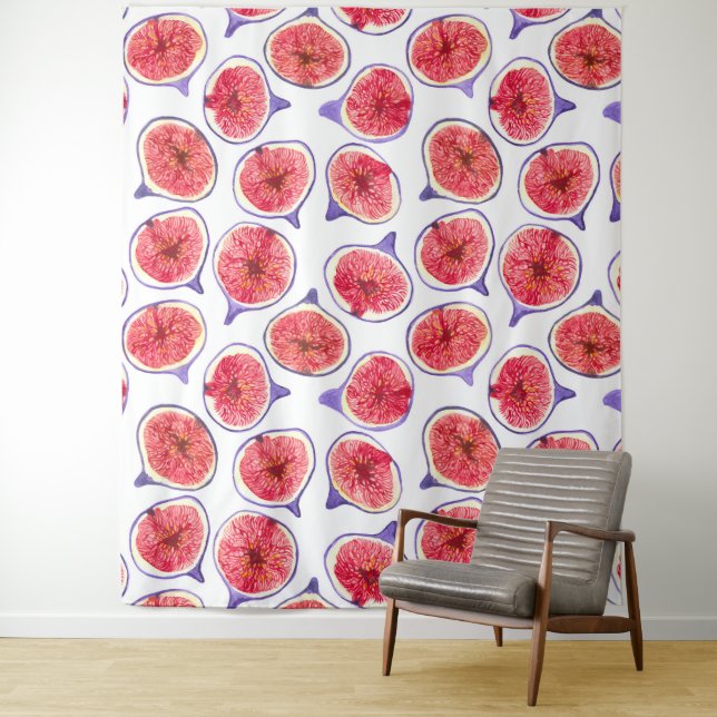 Fig slices watercolor tapestry (In Situ)