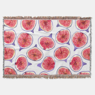 Fig slices watercolor throw blanket