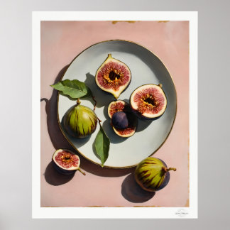 Fig Still Life on Plate Poster