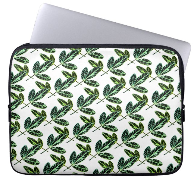 Fig Tree Leaf Pattern Computer Laptop Sleeve Case (Front)