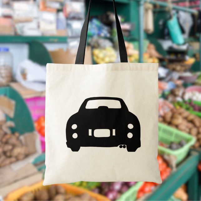 Figarations Black Figaro Car Silhouette Tote Bag (Fun tote bag for the figaro car owner)
