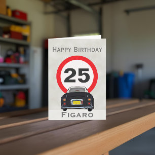 Figarations Black Figaro Motor Car Birthday Card