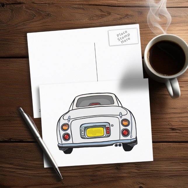 Figarations Blanc Figaro Voiture Carte Postale (A fun white figaro postcard just for you)